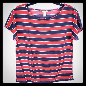 J Crew Silk Top Blouse nautical striped size 2